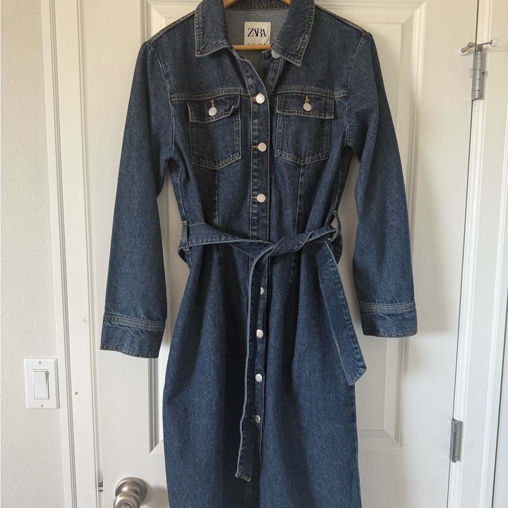 ZARA Belted Denim Dress
